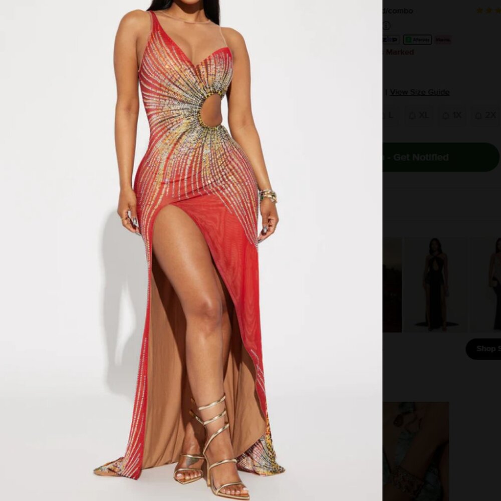 Hardy Embellished Gown - Red/combo